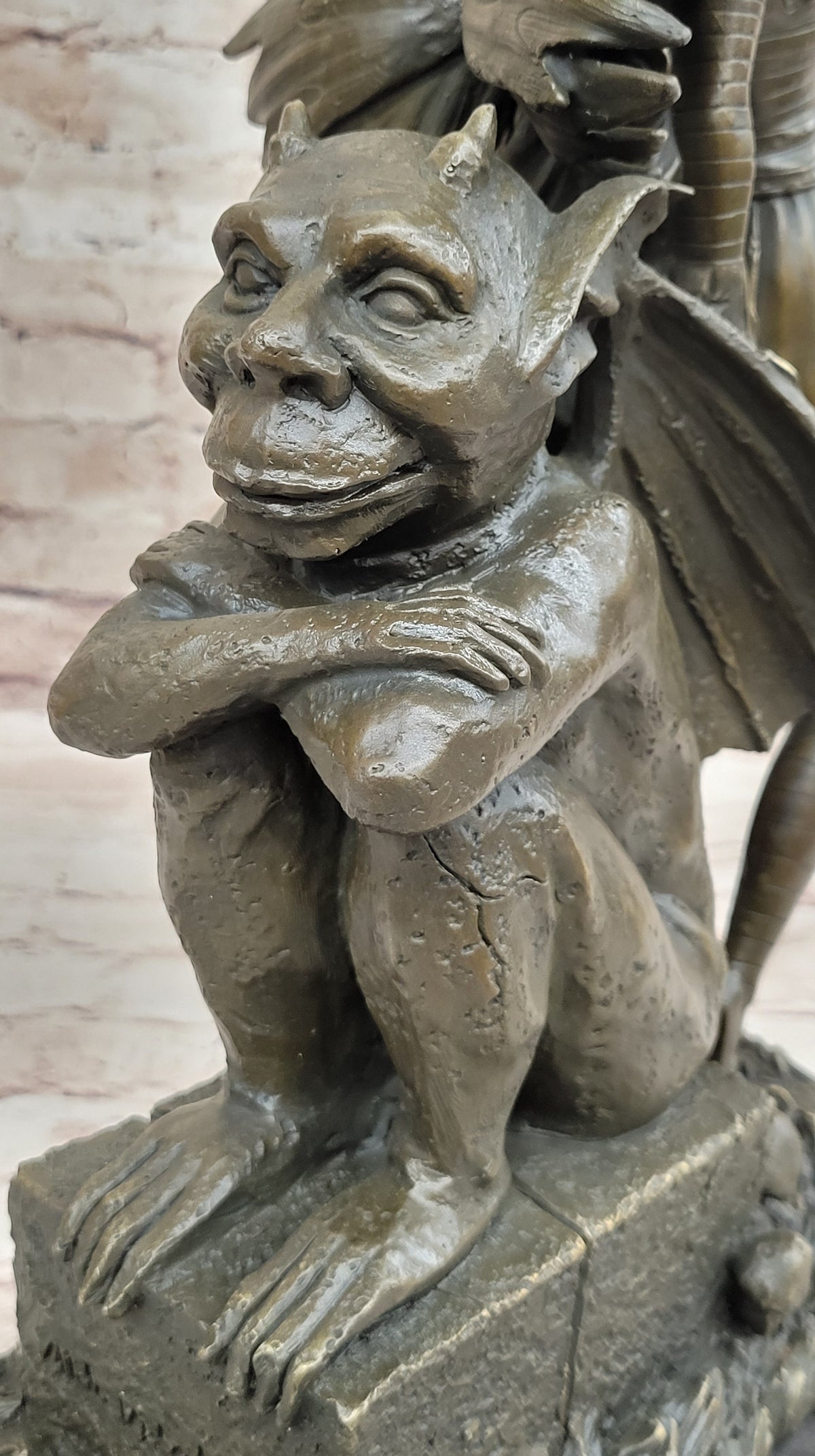 Art Deco Hot Cast Midnight Fairy with Gargoyle Bronze by Aldo Vitaleh