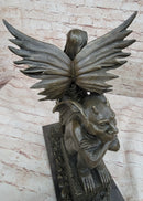 Art Deco Hot Cast Midnight Fairy with Gargoyle Bronze by Aldo Vitaleh