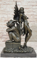Art Deco Hot Cast Midnight Fairy with Gargoyle Bronze by Aldo Vitaleh