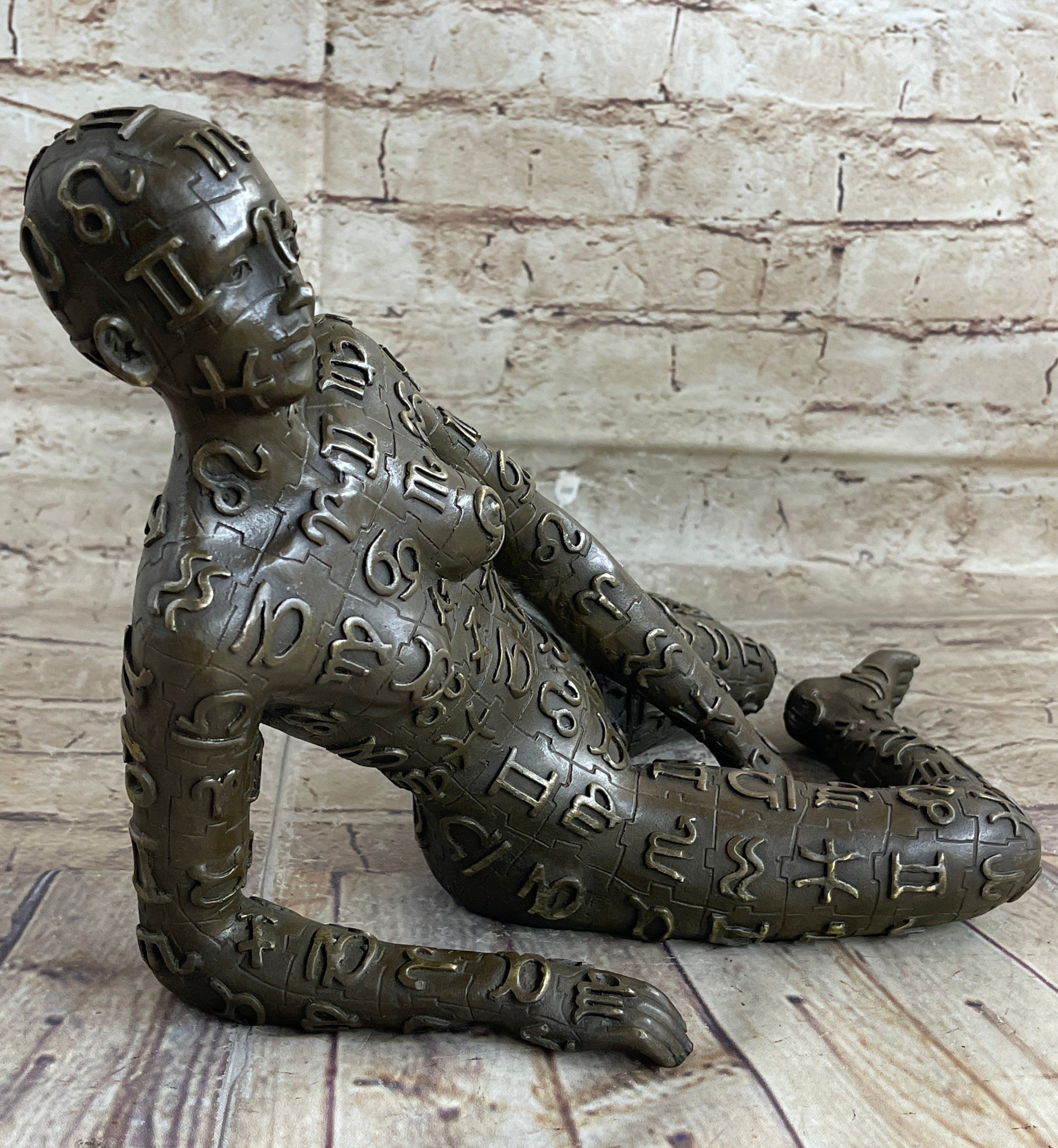 Signed Tribute to Dali Lady With Zodiac Outfit Bronze Sculpture