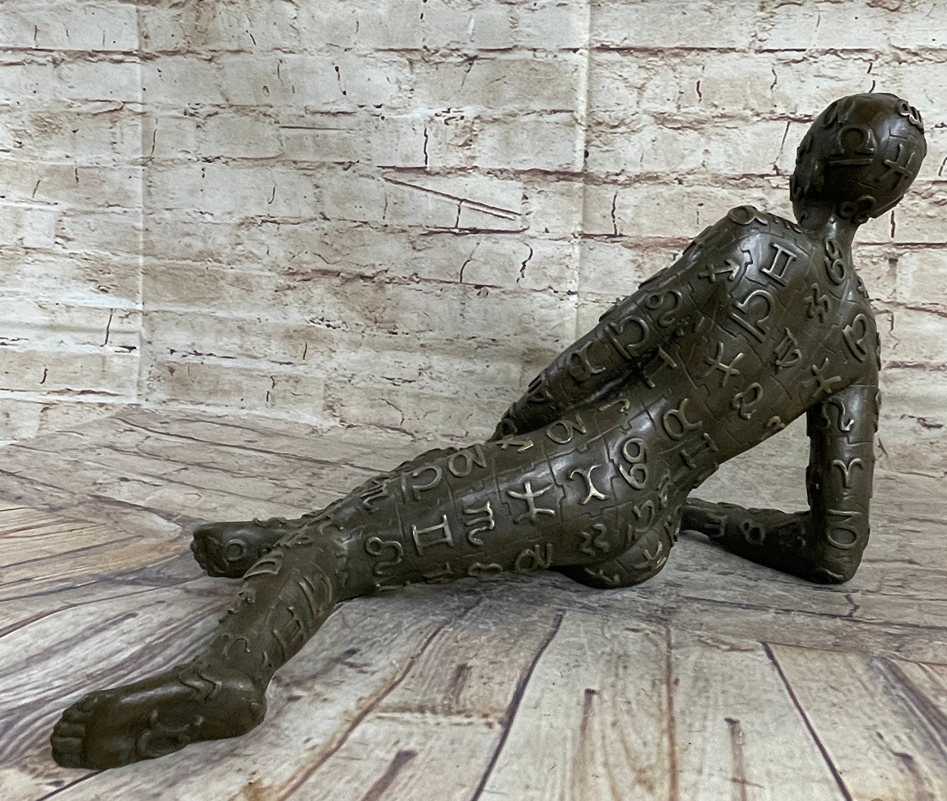 Signed Tribute to Dali Lady With Zodiac Outfit Bronze Sculpture