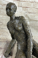 Signed Tribute to Dali Lady With Zodiac Outfit Bronze Sculpture