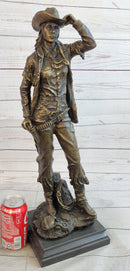 Cowgirl Female Cowboy Bronze Sculpture 22" X 7"