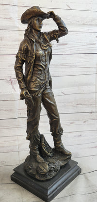 Cowgirl Female Cowboy Bronze Sculpture 22" X 7"