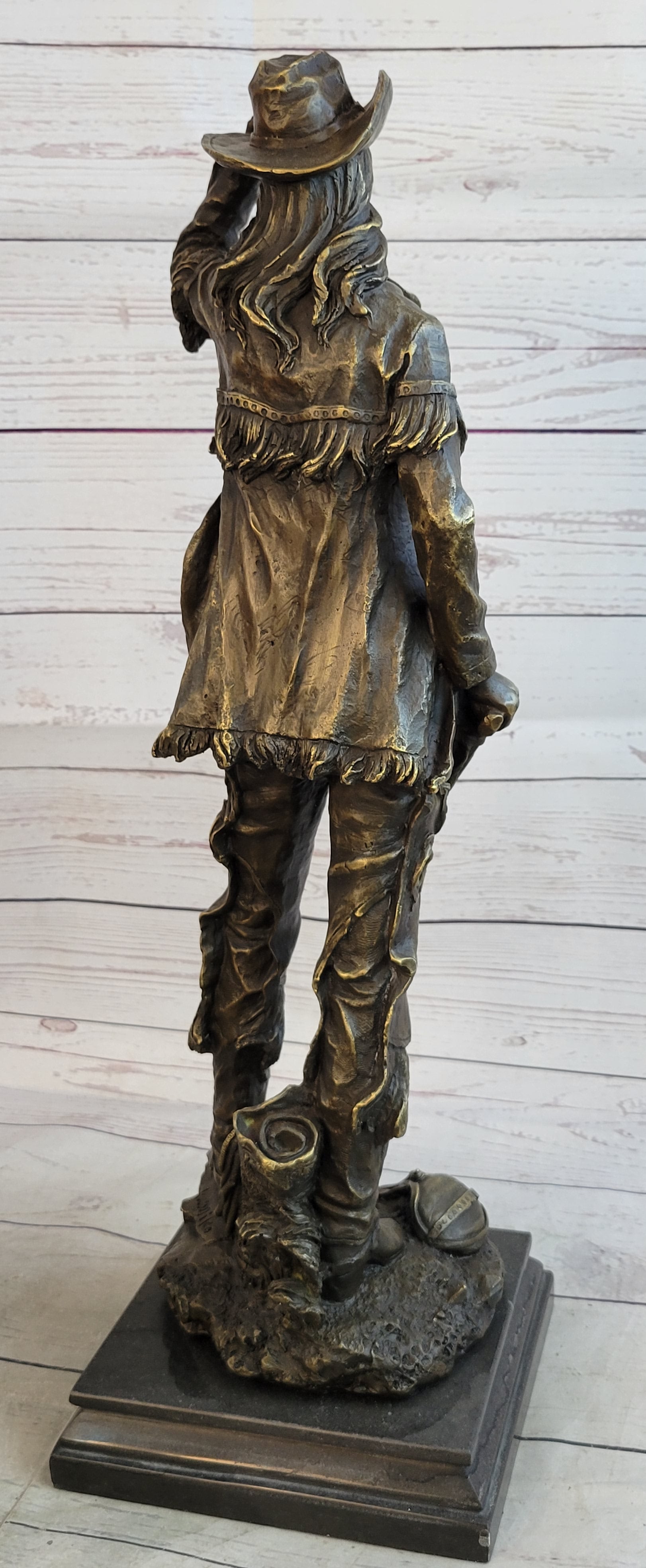 Cowgirl Female Cowboy Bronze Sculpture 22" X 7"