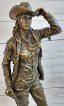 Cowgirl Female Cowboy Bronze Sculpture 22" X 7"