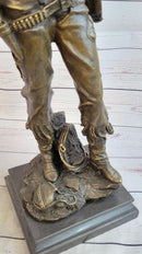 Cowgirl Female Cowboy Bronze Sculpture 22" X 7"
