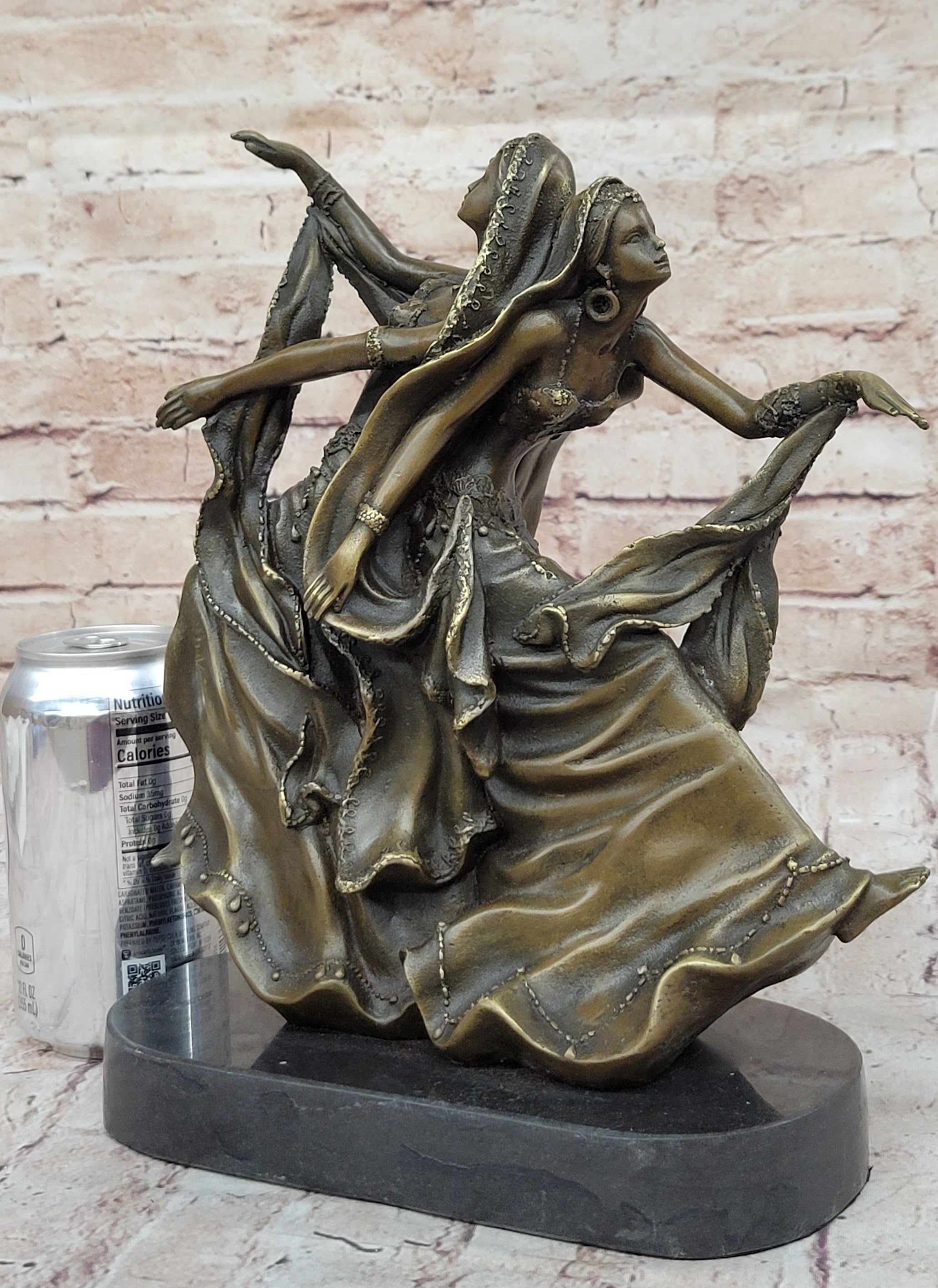 Gemini Twin Dancer Girls Bronze Sculpture Vitaleh 11" X 10"