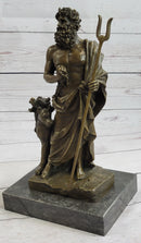 Signed Phidas Hades Pluto Bronze Sculpture with 3 Headed Dog