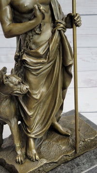 Signed Phidas Hades Pluto Bronze Sculpture with 3 Headed Dog