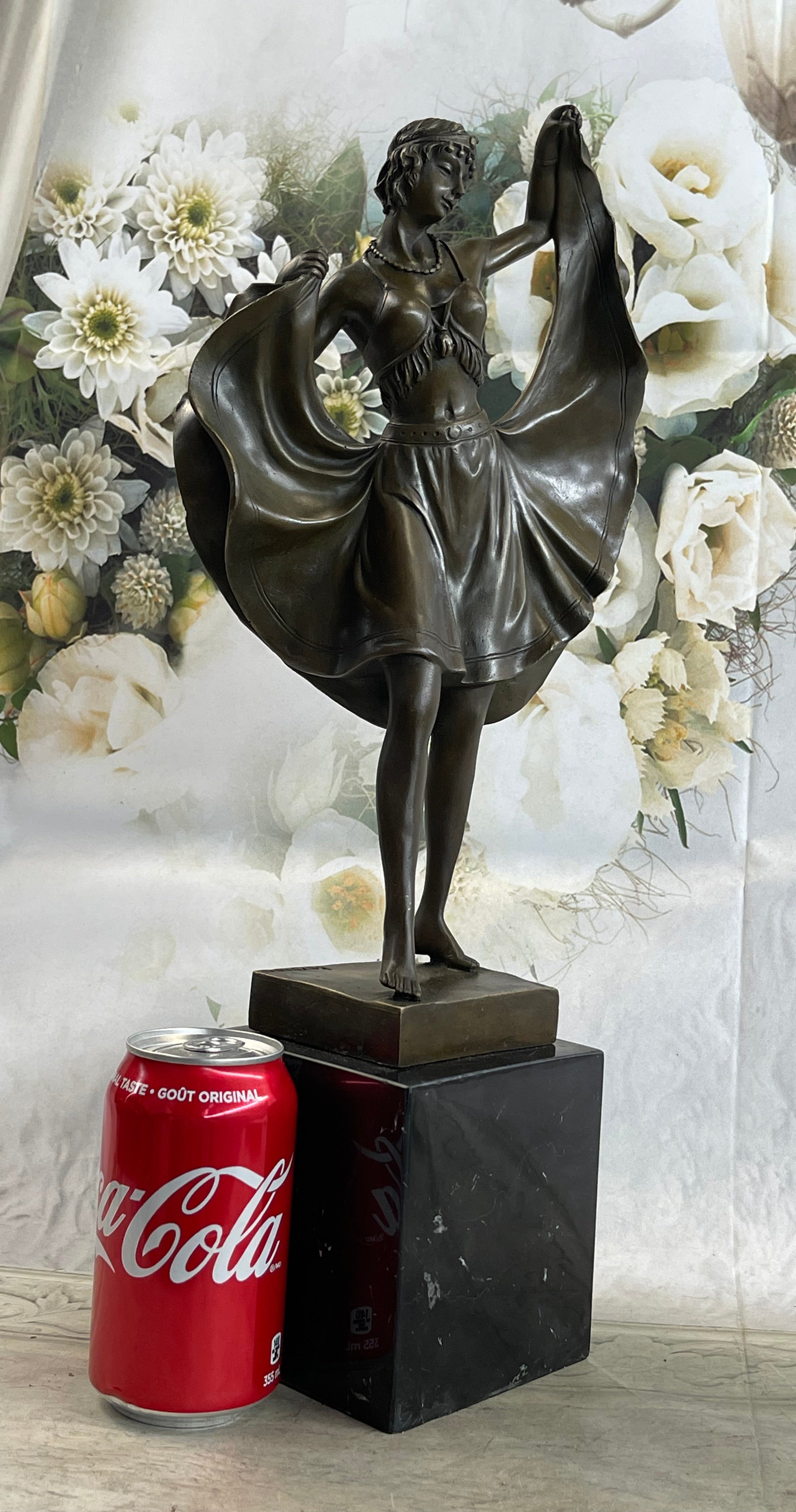 Bergman Art Deco Flapper Dancer Bronze Sculpture 18" x 8"