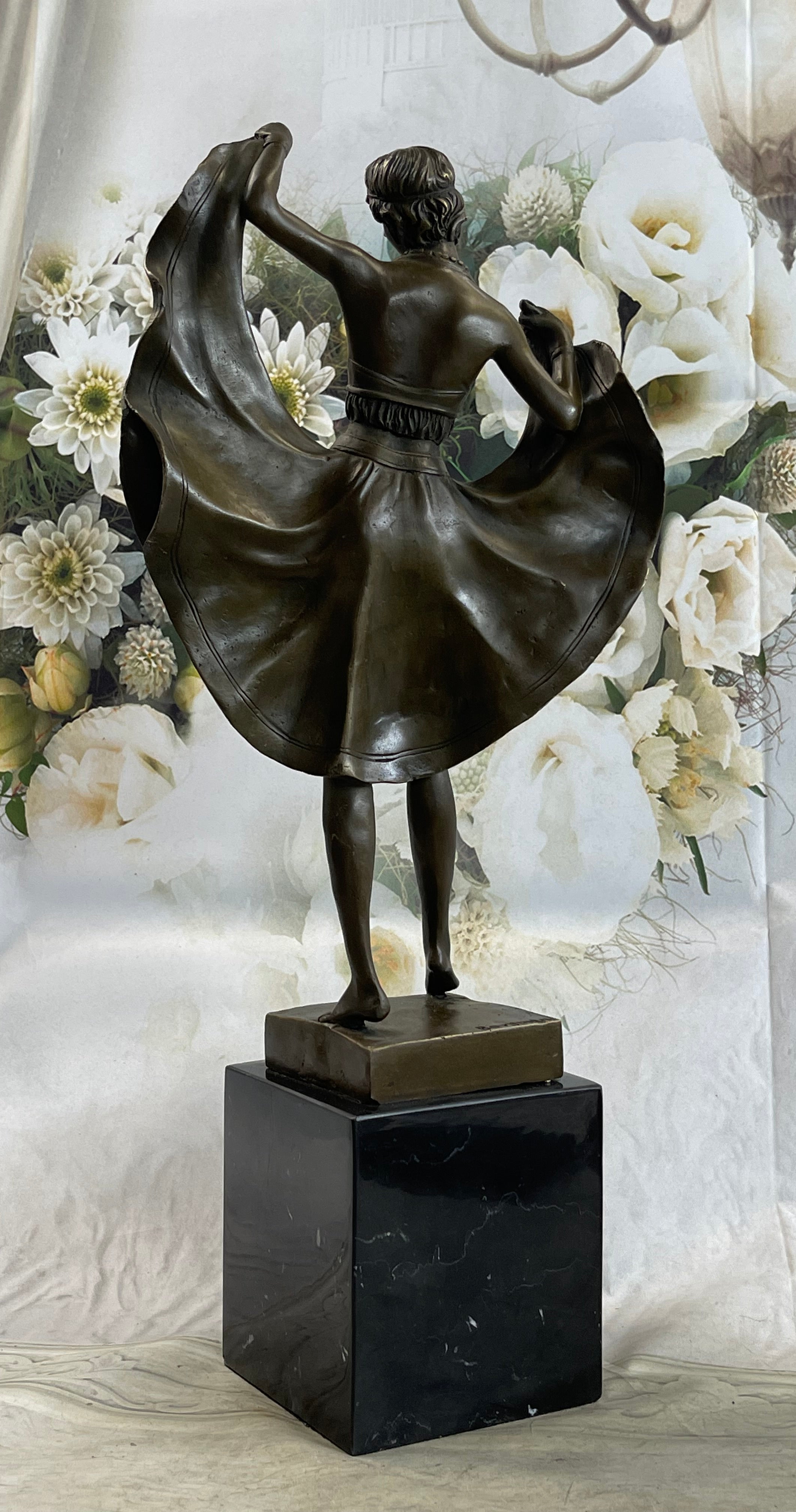 Bergman Art Deco Flapper Dancer Bronze Sculpture 18" x 8"