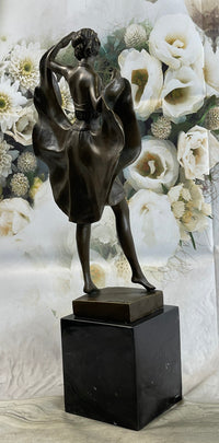 Bergman Art Deco Flapper Dancer Bronze Sculpture 18" x 8"