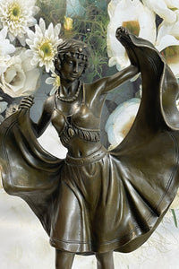 Bergman Art Deco Flapper Dancer Bronze Sculpture 18" x 8"