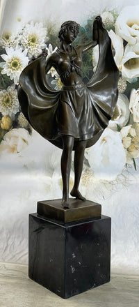 Bergman Art Deco Flapper Dancer Bronze Sculpture 18" x 8"