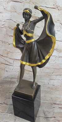 Belly Dancer Lifting Skirt Art Deco Bronze by Bergman