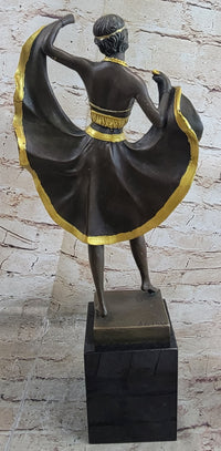 Belly Dancer Lifting Skirt Art Deco Bronze by Bergman