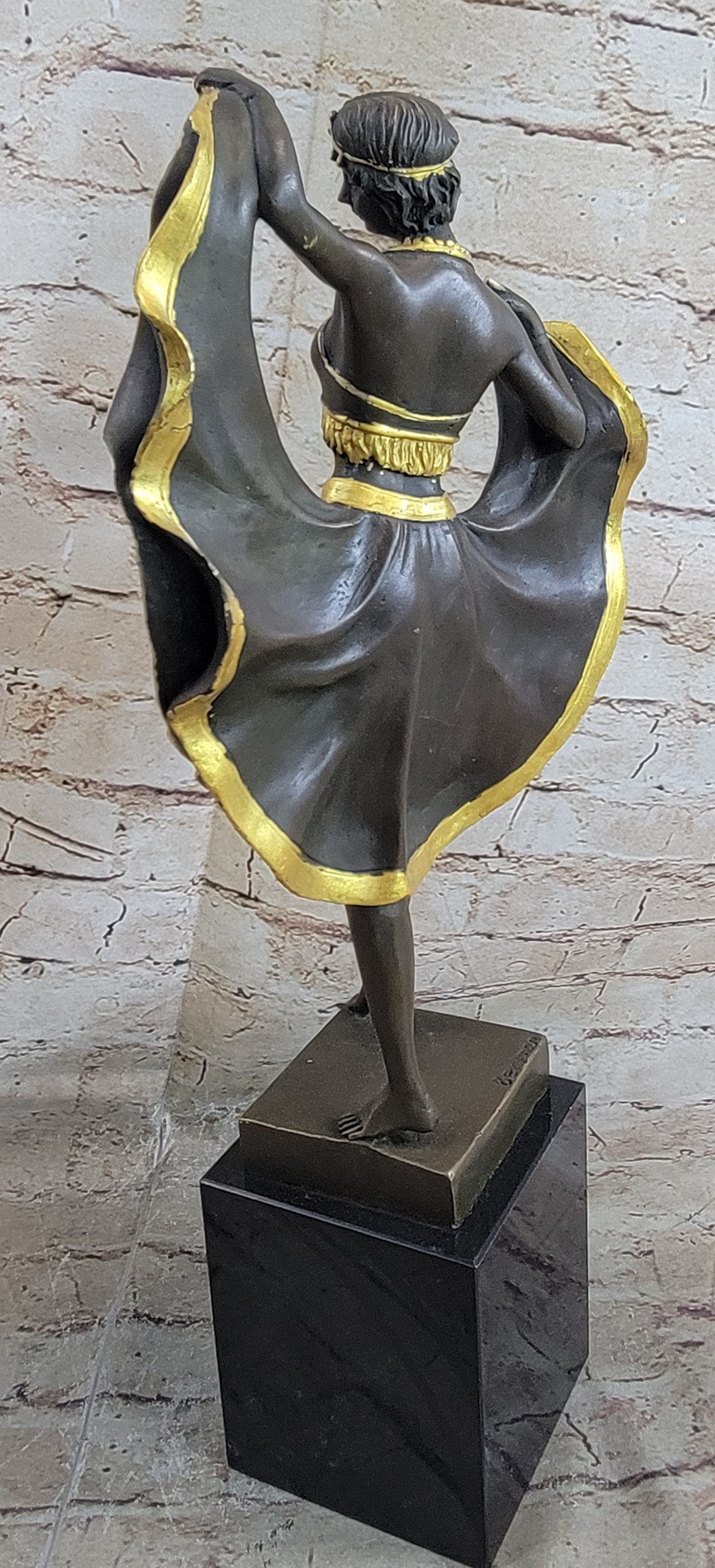 Belly Dancer Lifting Skirt Art Deco Bronze by Bergman