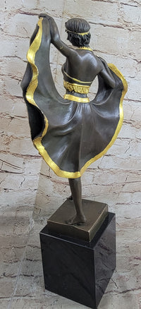 Belly Dancer Lifting Skirt Art Deco Bronze by Bergman