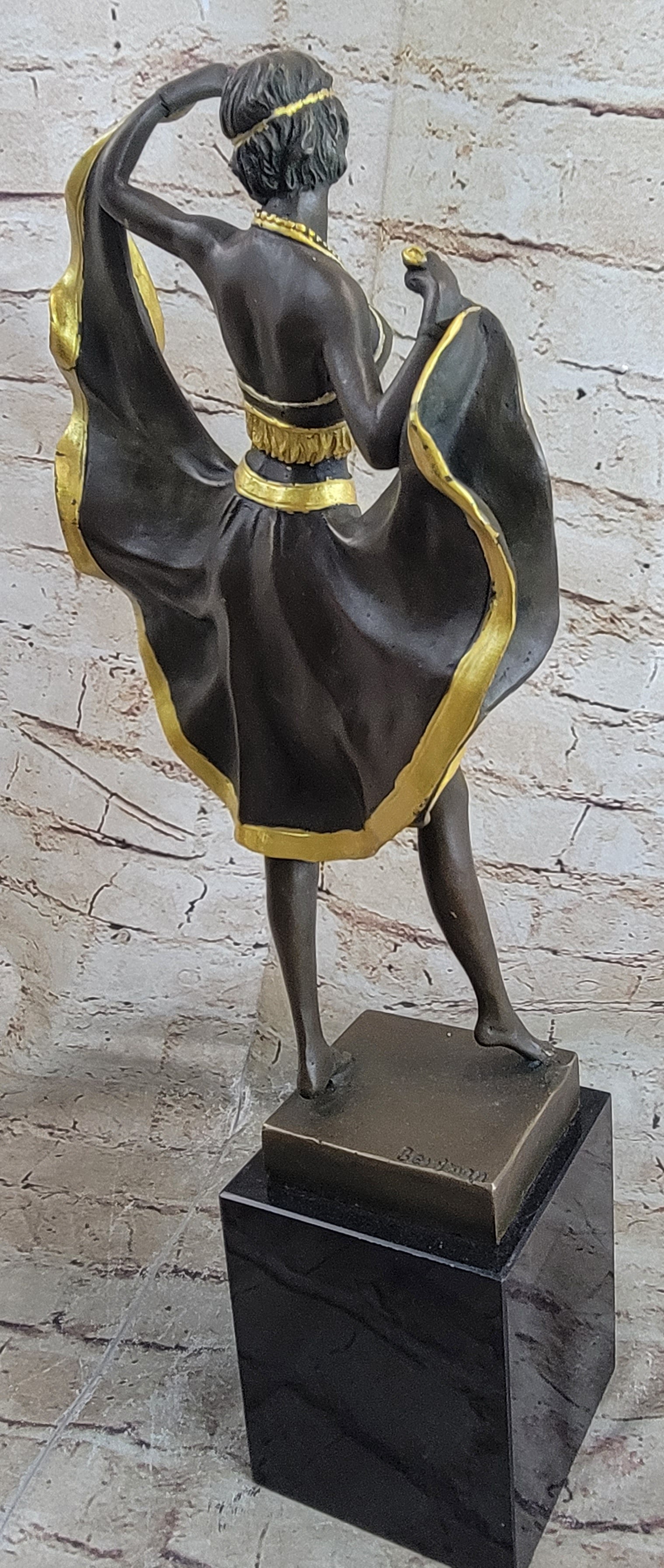 Belly Dancer Lifting Skirt Art Deco Bronze by Bergman