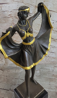 Belly Dancer Lifting Skirt Art Deco Bronze by Bergman