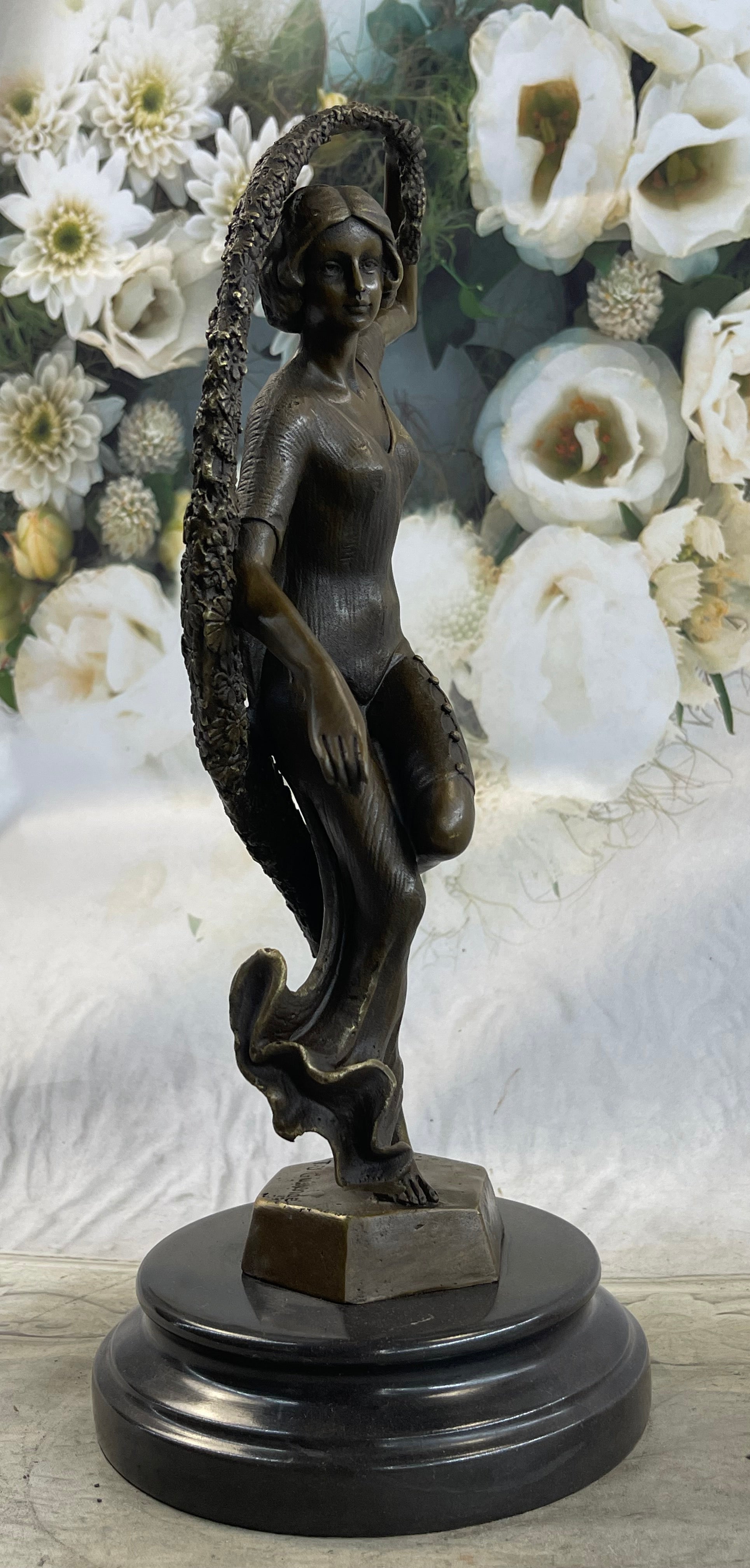 GUIRANDE (JOE DESCOMPS) ''WOMAN WITH THYRSUS'' HOT CAST BRONZE SCULPTURE FIGURINE