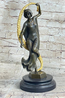 Scarf Dancer Pure Bronze Art Deco Signed Guirande Gilt