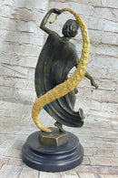 Scarf Dancer Pure Bronze Art Deco Signed Guirande Gilt