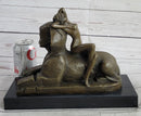 SPHINX by T. Herlinger (1904) Bronze Sculpture Statue Nude Female Figure Marble Base