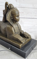 SPHINX by T. Herlinger (1904) Bronze Sculpture Statue Nude Female Figure Marble Base