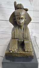 SPHINX by T. Herlinger (1904) Bronze Sculpture Statue Nude Female Figure Marble Base