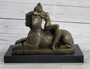 SPHINX by T. Herlinger (1904) Bronze Sculpture Statue Nude Female Figure Marble Base