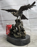 Eagle Landing on Waves Bronze Metal Sculpture Signed