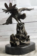 Eagle Landing on Waves Bronze Metal Sculpture Signed