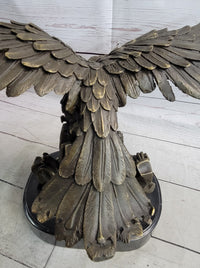 Eagle Landing on Waves Bronze Metal Sculpture Signed