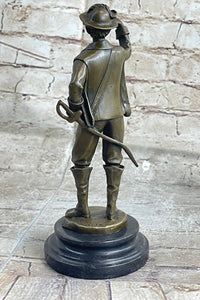 French Cavalry Officer Making a Toast w/ Wine Cup Bronze Statue Sculpture by Guillot