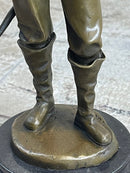 French Cavalry Officer Making a Toast w/ Wine Cup Bronze Statue Sculpture by Guillot