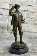 French Cavalry Officer Making a Toast w/ Wine Cup Bronze Statue Sculpture by Guillot