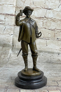 French Cavalry Officer Making a Toast w/ Wine Cup Bronze Statue Sculpture by Guillot