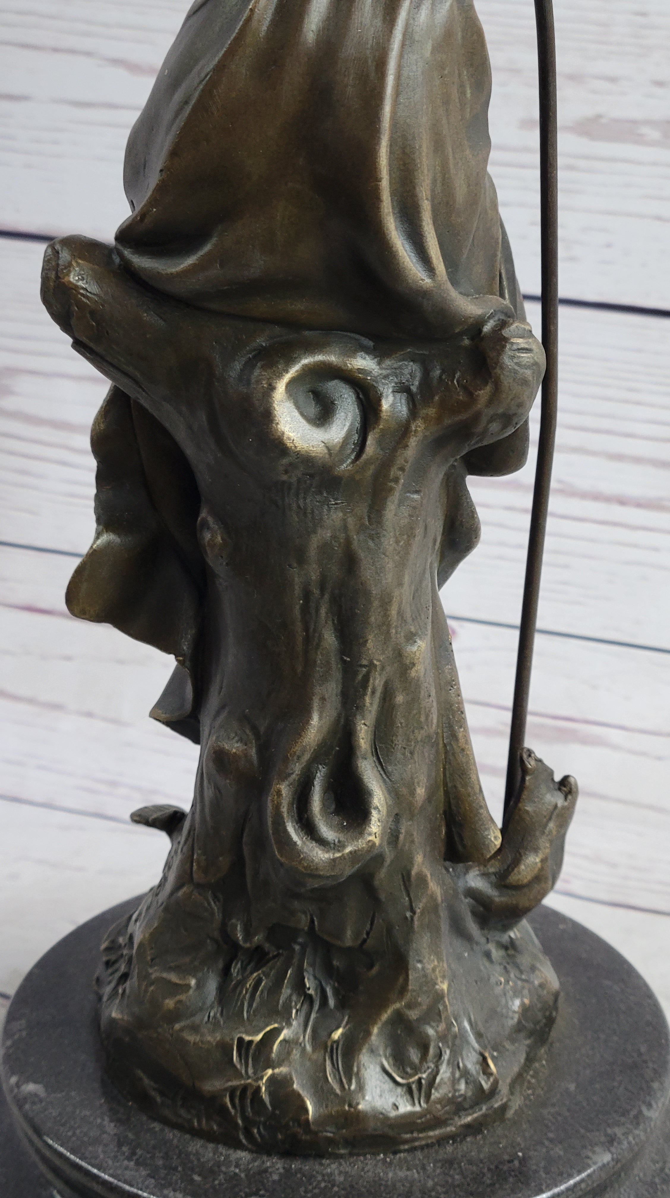 Art Nouveau Sexy Maiden Holding Rose Flower in Garden Bronze Sculpture
