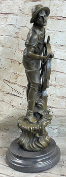 Ship Captain Fisherman Nautical Ocean Bronze Sculpture 17.5" x 7"