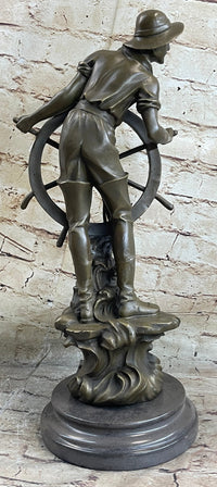 Ship Captain Fisherman Nautical Ocean Bronze Sculpture 17.5" x 7"