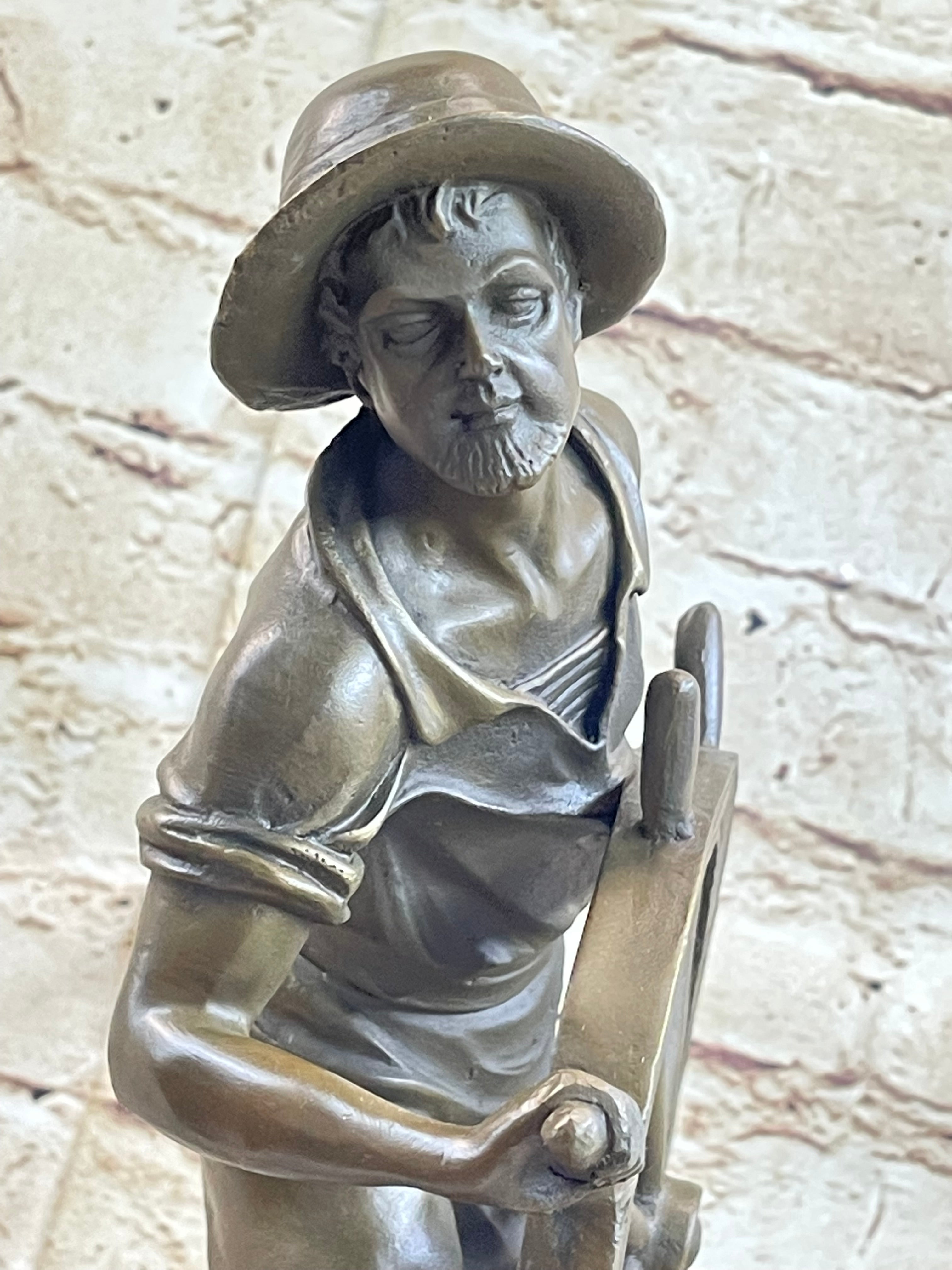 Ship Captain Fisherman Nautical Ocean Bronze Sculpture 17.5" x 7"