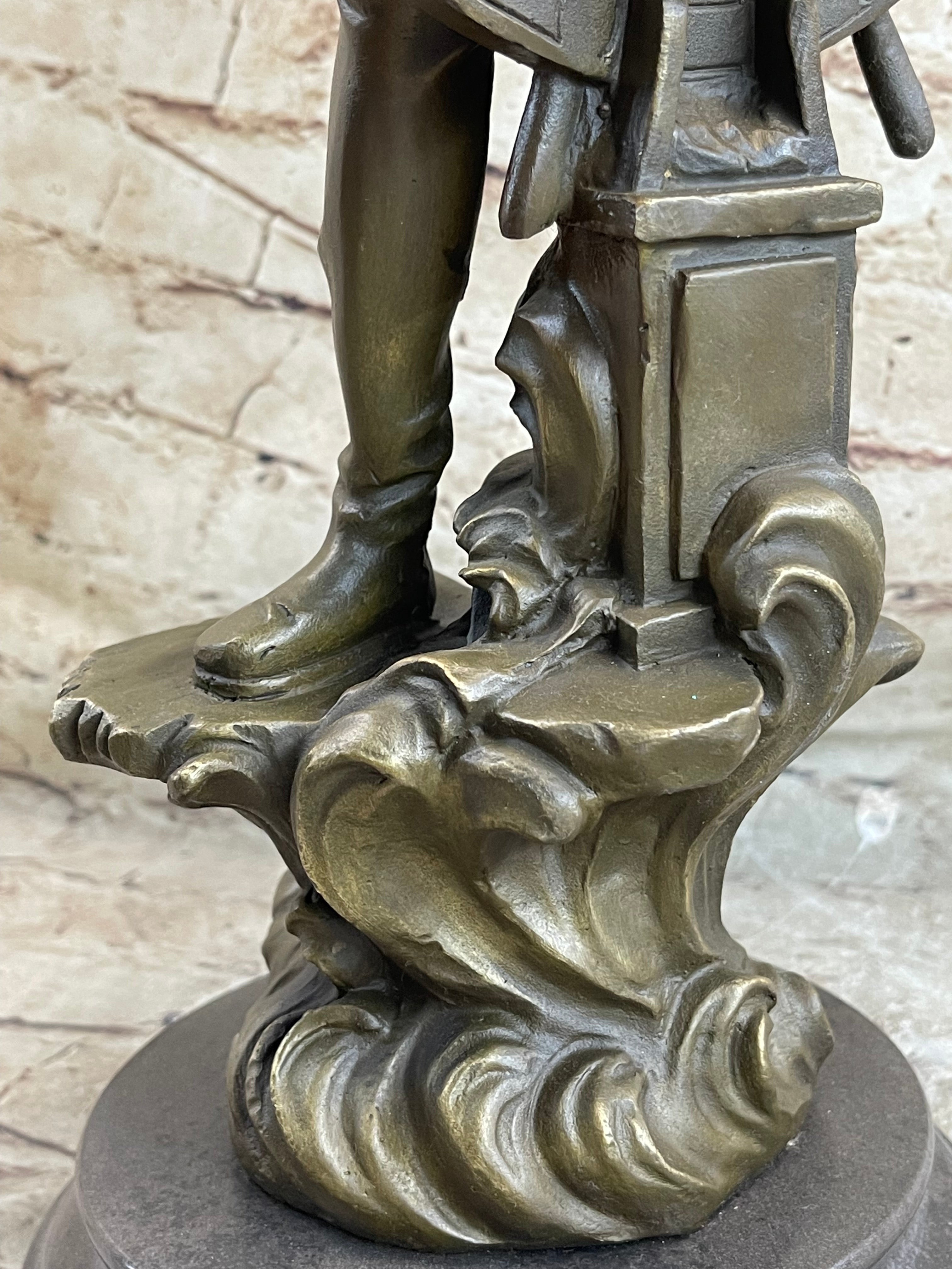 Ship Captain Fisherman Nautical Ocean Bronze Sculpture 17.5" x 7"