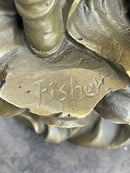 Ship Captain Fisherman Nautical Ocean Bronze Sculpture 17.5" x 7"