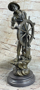 Ship Captain Fisherman Nautical Ocean Bronze Sculpture 17.5" x 7"