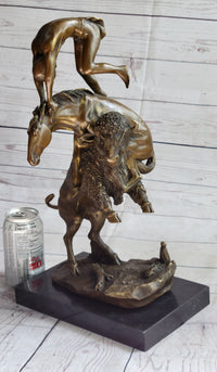 Frederic Remington Buffalo Horse Bronze Sculpture