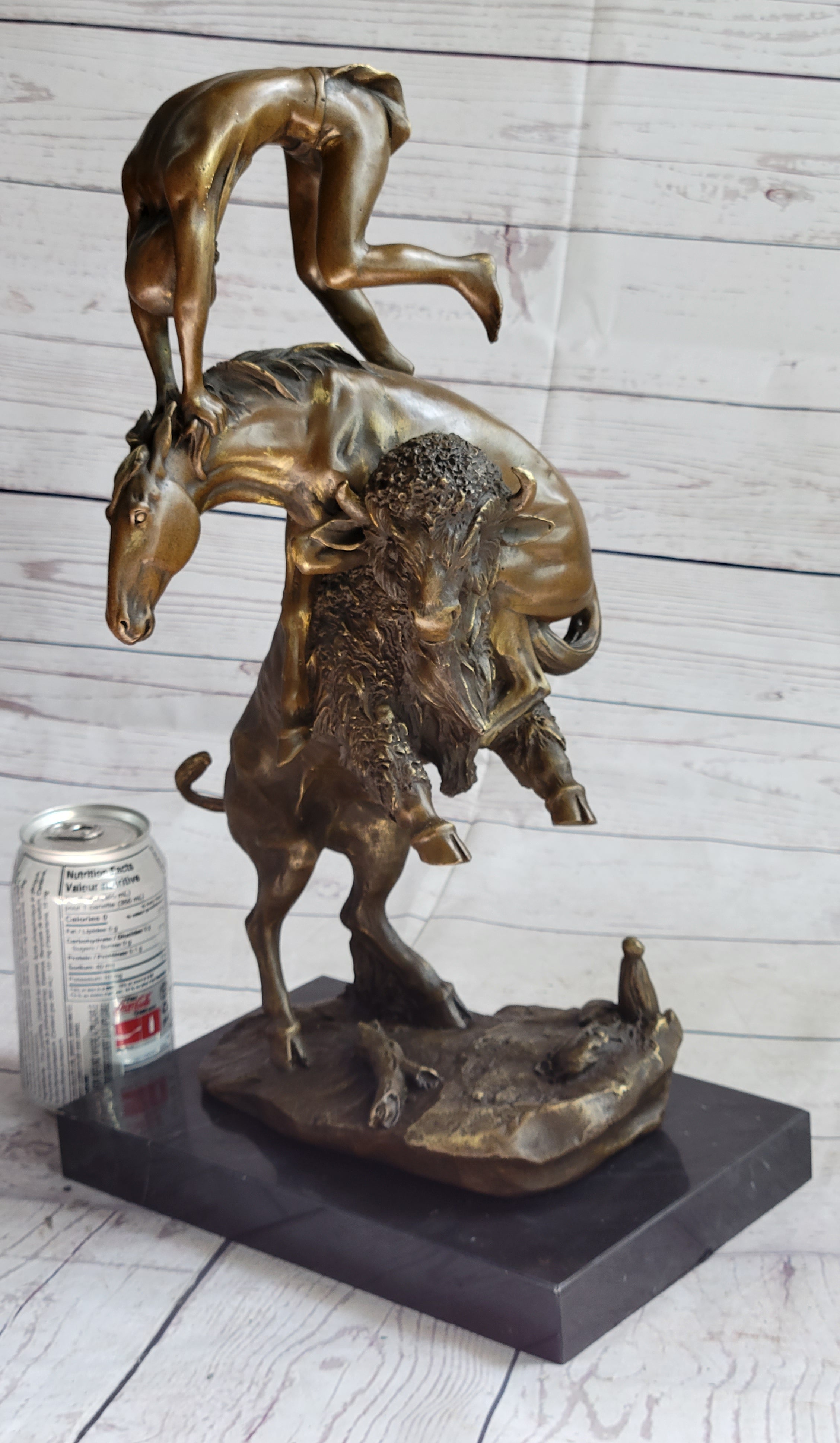 Frederic Remington Buffalo Horse Bronze Sculpture