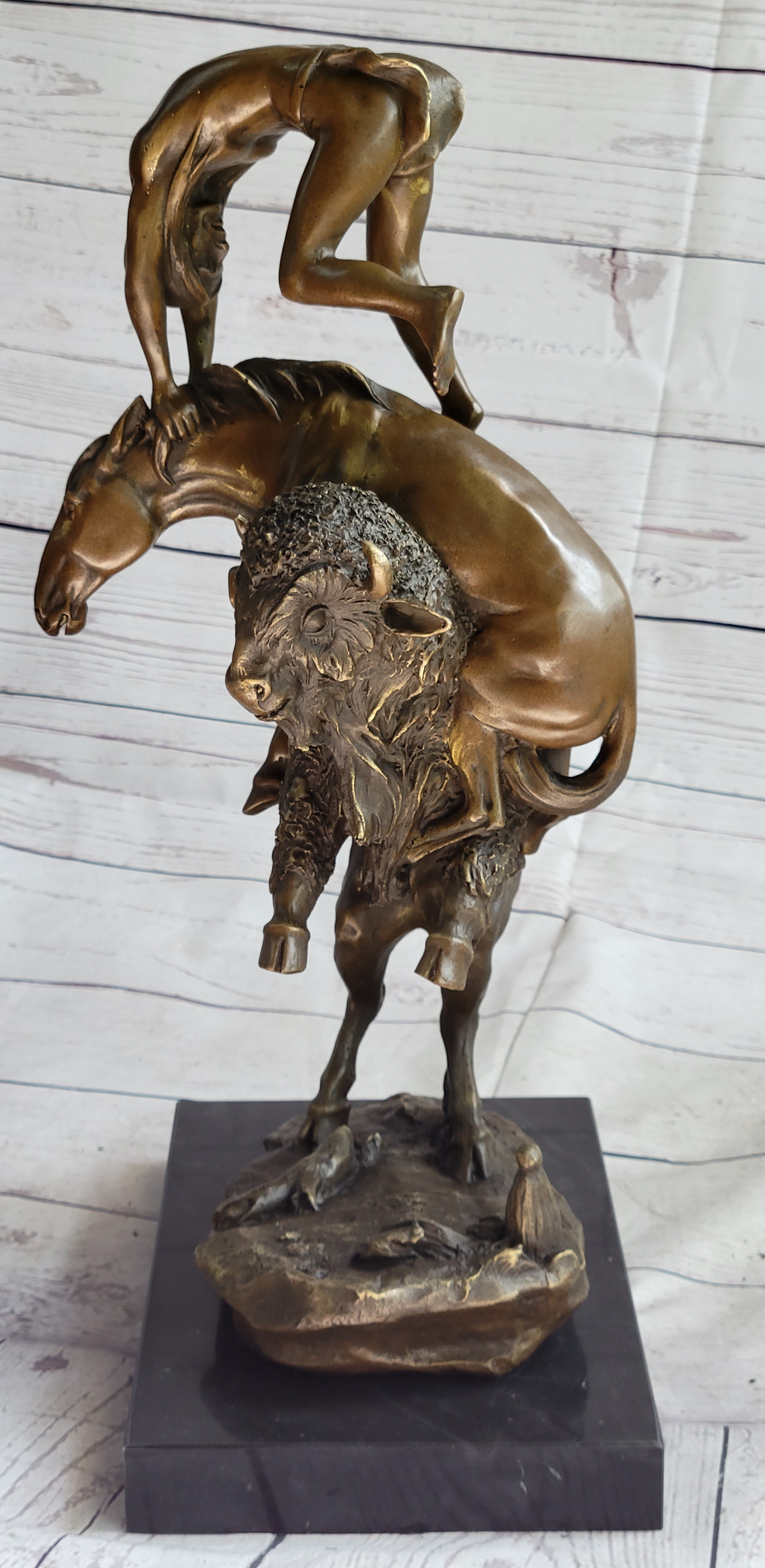 Frederic Remington Buffalo Horse Bronze Sculpture