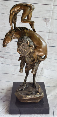 Frederic Remington Buffalo Horse Bronze Sculpture